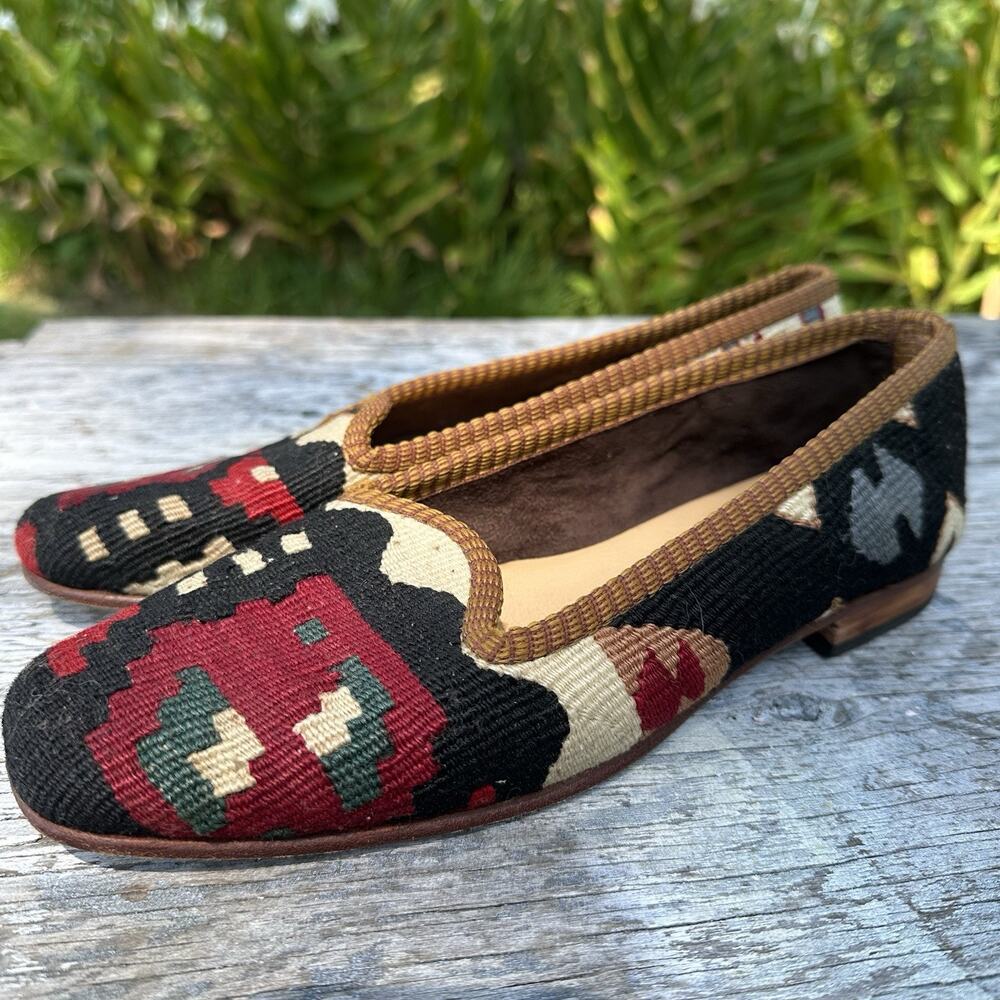 Res Ipsa Kilim Loafers Women’s 9 Wool Turkish Rug Handmade Artisan Shoes